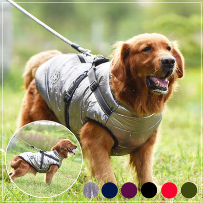 Waterproof Pet Dog Outfit, A Jacket with Harness Winter Warm Dog Clothes for All type of Dogs