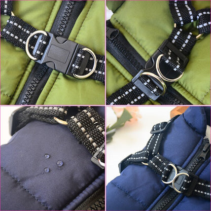 Waterproof Pet Dog Outfit, A Jacket with Harness Winter Warm Dog Clothes for All type of Dogs