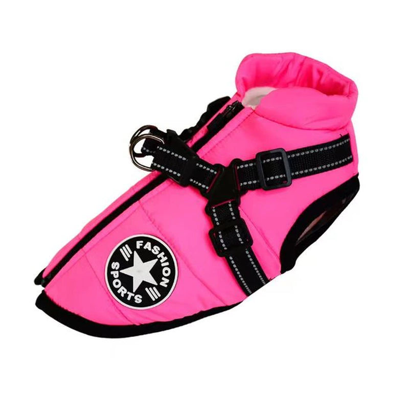 Waterproof Pet Dog Outfit, A Jacket with Harness Winter Warm Dog Clothes for All type of Dogs