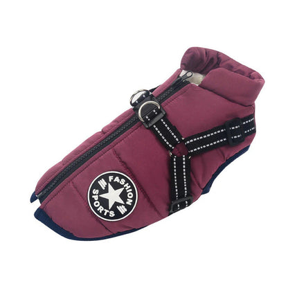 Waterproof Pet Dog Outfit, A Jacket with Harness Winter Warm Dog Clothes for All type of Dogs